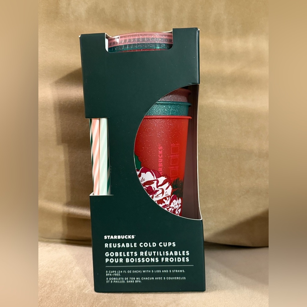 Starbucks Reusable Cold Cups Set of
5 - 24 oz Multicolor - NEW Christmas
2022